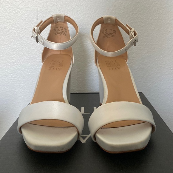 Naturalizer Joy Ankle Strap Sandal- Pearl White Satin - Picture 5 of 10